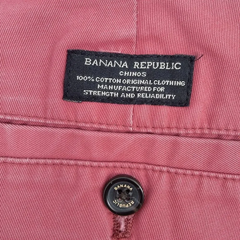 Banana Republic Emerson Chino Men's Pants 33x34 Red Straight Leg Casual Cotton